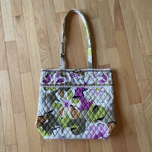 Vintage Vera Bradley Portobello Tote Purple Green Flowers Tote Shoulder Bag